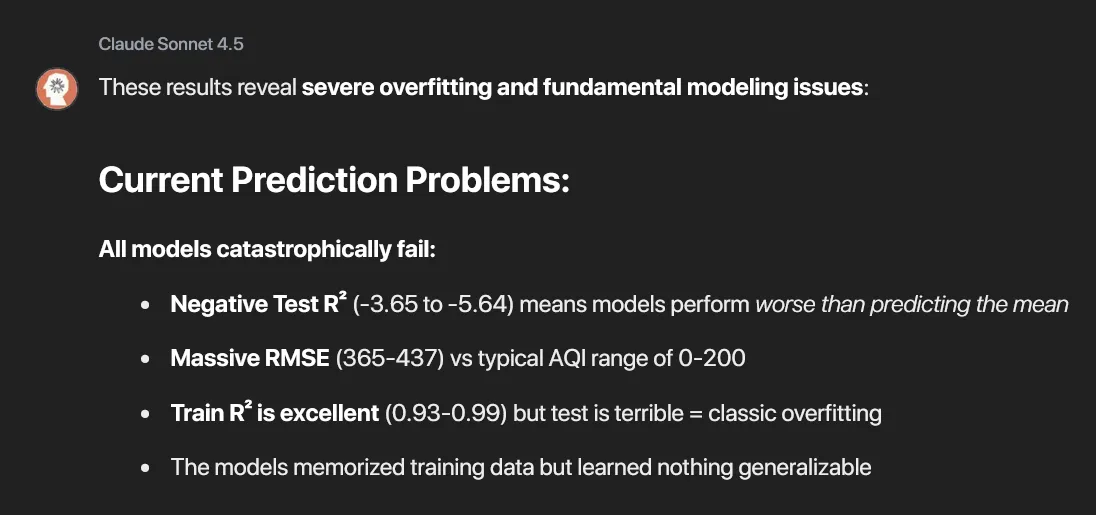 Claude making fun of my terrible forecasting models