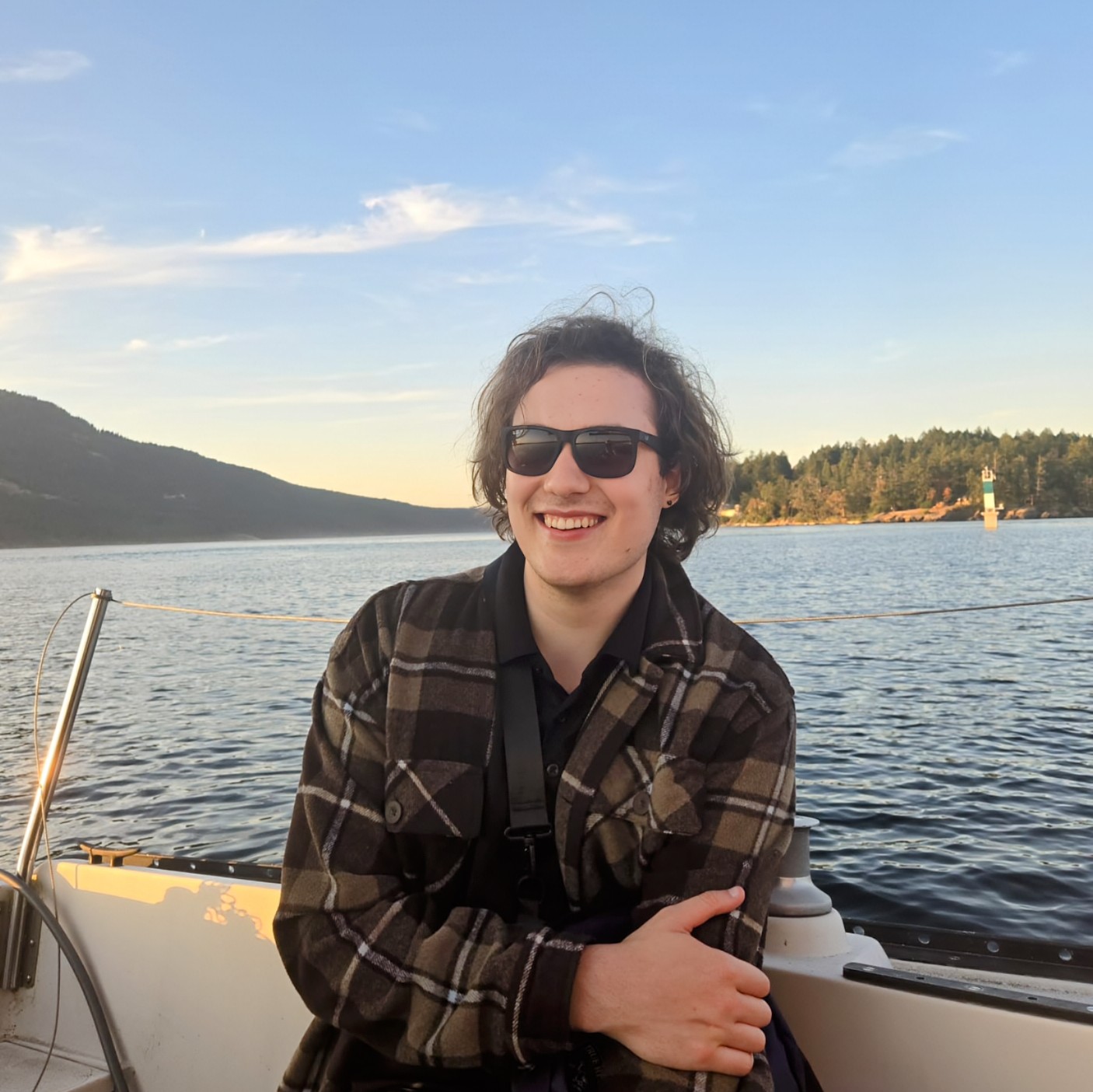 Nathan on a boat